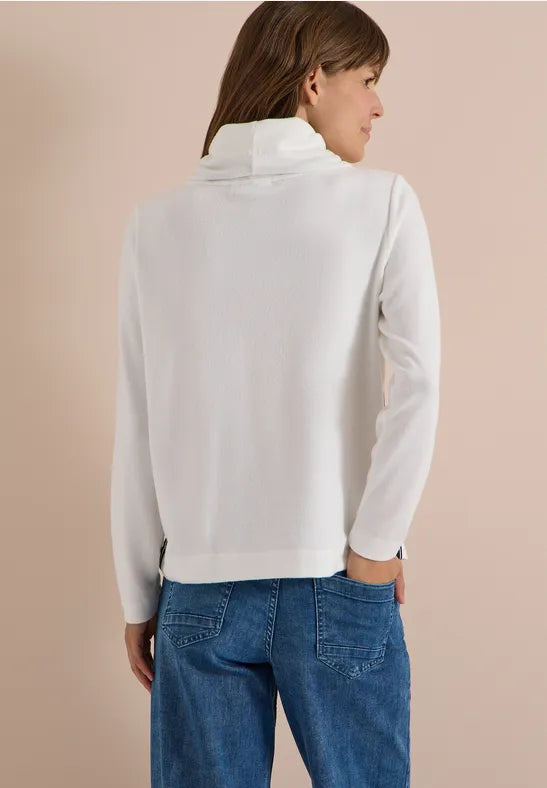 Cecil Cosy feel Cpwl neck sweater with side stripe 325881