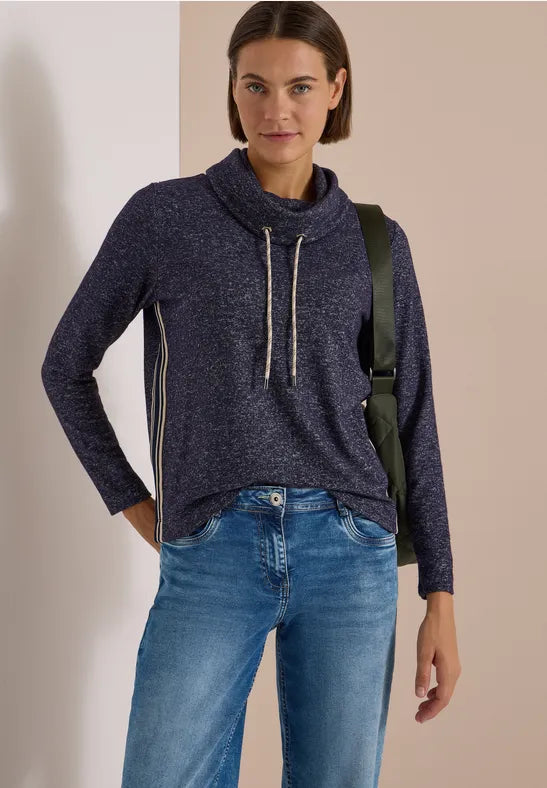 Cecil Cosy feel Cpwl neck sweater with side stripe 325881