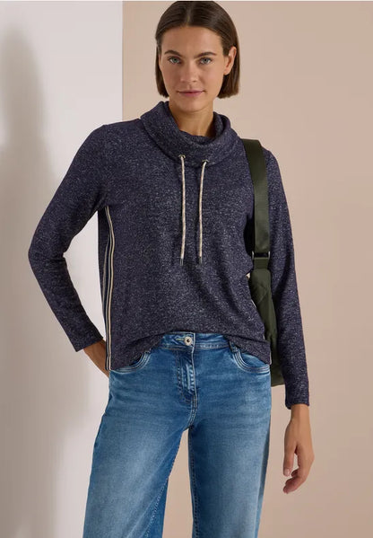 Cecil Cosy feel Cpwl neck sweater with side stripe 325881