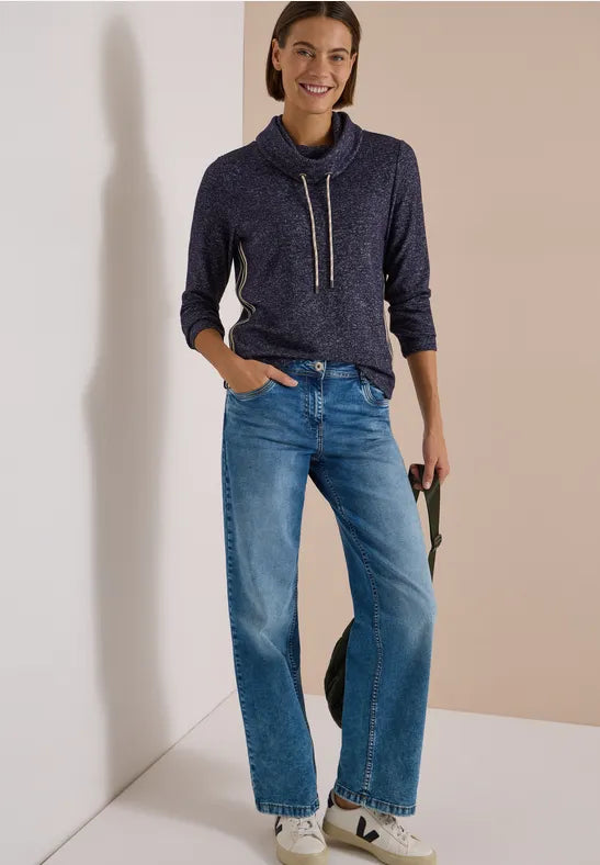 Cecil Cosy feel Cpwl neck sweater with side stripe 325881