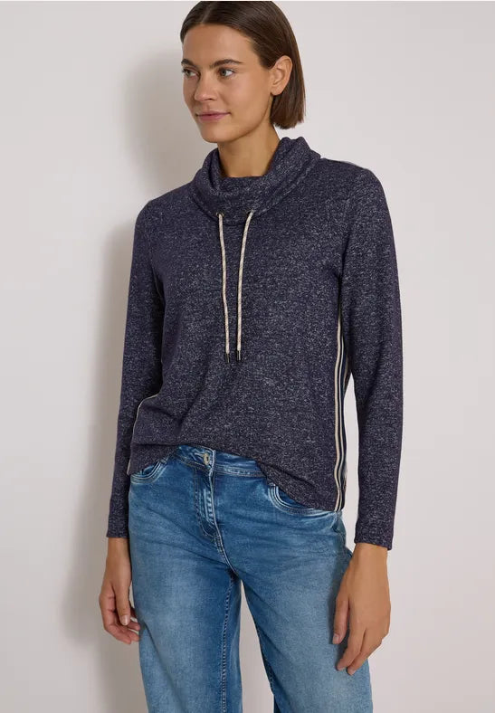 Cecil Cosy feel Cpwl neck sweater with side stripe 325881
