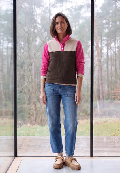 Cecil Fleece with 1/2 opening in colour block print  326029