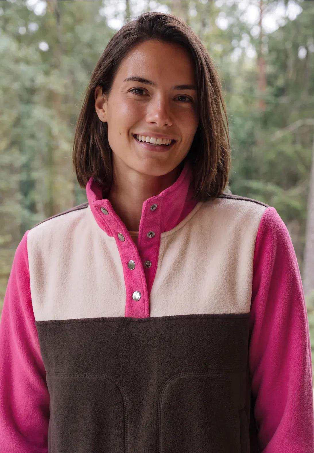 Cecil Fleece with 1/2 opening in colour block print  326029