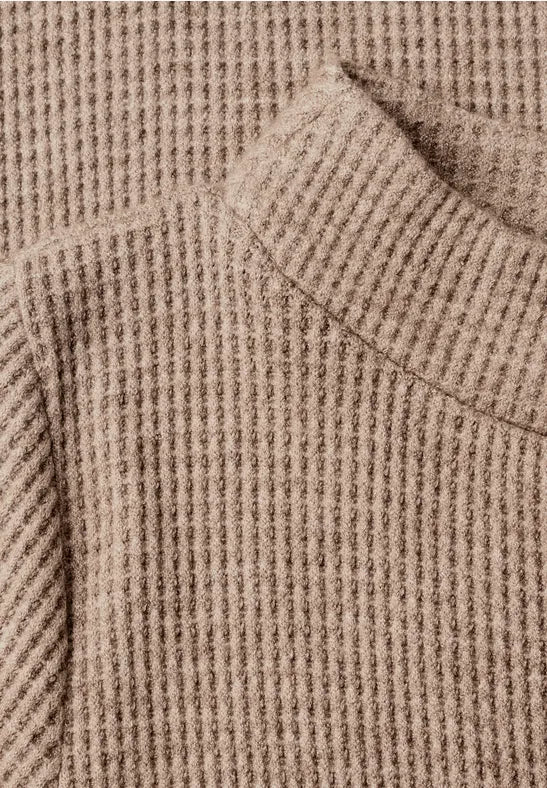 Cecil  Shirt with funnel neck and waffle texture on Mocha 326038