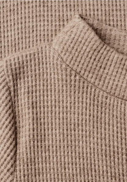 Cecil  Shirt with funnel neck and waffle texture on Mocha 326038