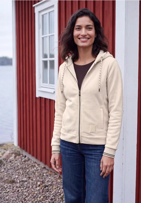 Cecil long sleeve fleece jacket with hood 326046 Beige