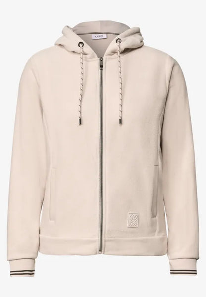 Cecil long sleeve fleece jacket with hood 326046 Beige