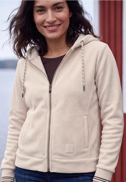 Cecil long sleeve fleece jacket with hood 326046 Beige