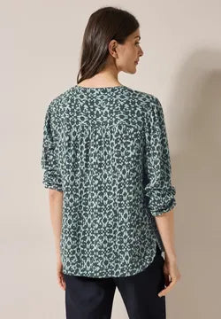 Cecil Print v neck blouse with subtle lurex thread 345548