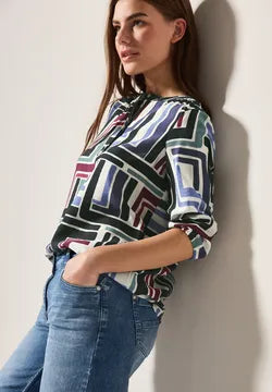 Cecil round neck print blouse with 3/4 sleeve 3455662