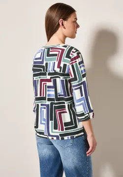 Cecil round neck print blouse with 3/4 sleeve 3455662