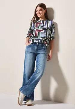 Cecil round neck print blouse with 3/4 sleeve 3455662