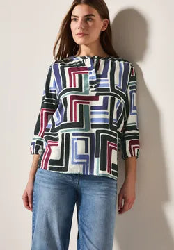 Cecil round neck print blouse with 3/4 sleeve 3455662
