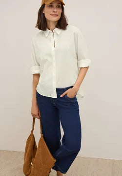 Cecil cotton shirt with self coloured stripe 345829