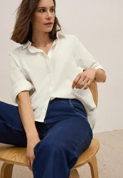 Cecil cotton shirt with self coloured stripe 345829