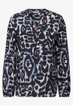 Cecil Blue printed blouse  with v neck and long sleeve
