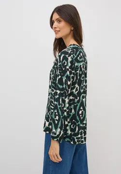 Cecil green  printed blouse  with v neck and long sleeve
