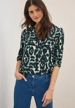 Cecil green  printed blouse  with v neck and long sleeve