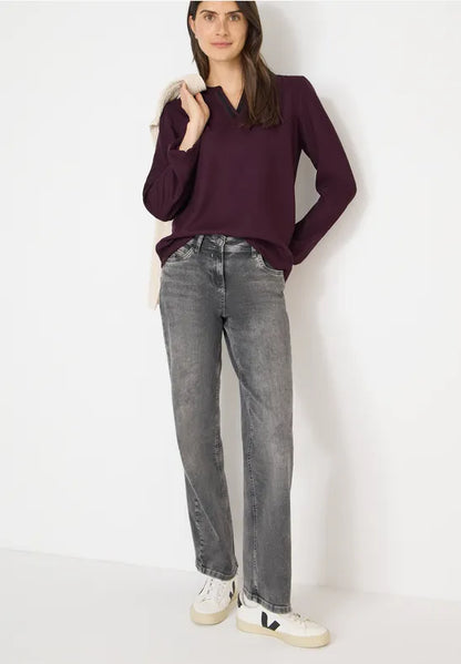 Cecil V Neck Blouse with glitter neck detail 6150