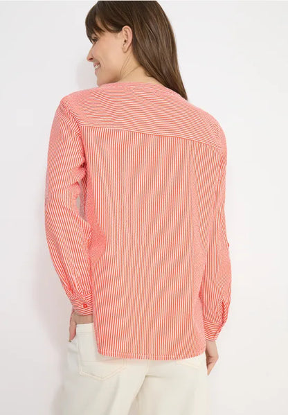 Cecil Cotton Seersucker pinstripe blouse in blue or Orange 345354