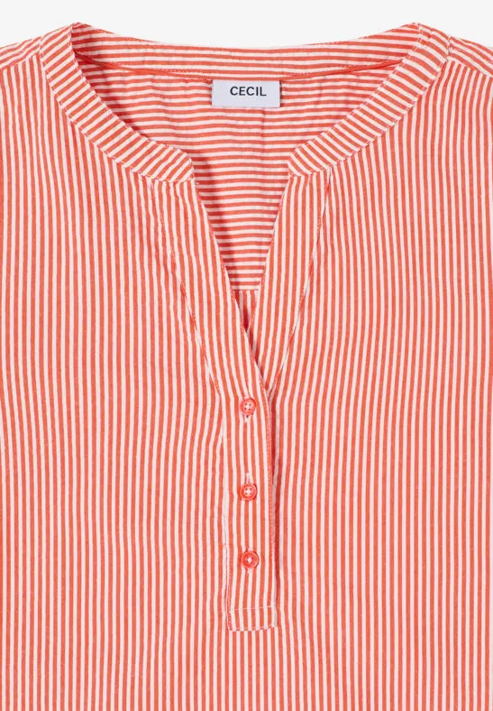 Cecil Cotton Seersucker pinstripe blouse in blue or Orange 345354