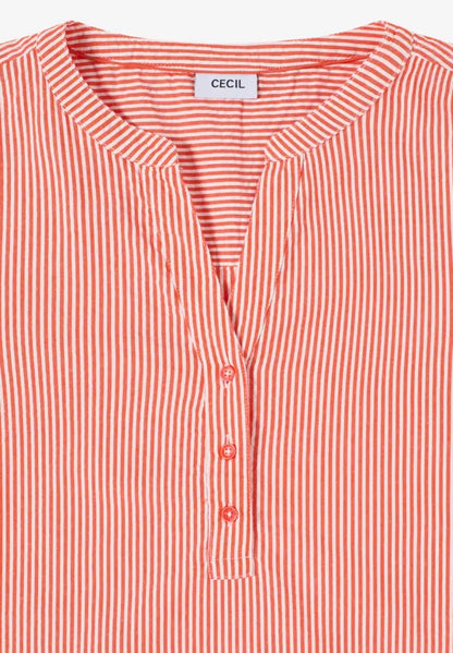 Cecil Cotton Seersucker pinstripe blouse in blue or Orange 345354