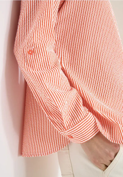Cecil Cotton Seersucker pinstripe blouse in blue or Orange 345354