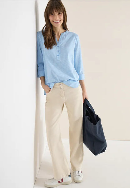 Cecil Cotton Seersucker pinstripe blouse in blue or Orange 345354