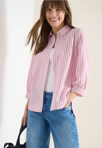 Cecil Pink Candy stripe Seersucker Blouse 346420