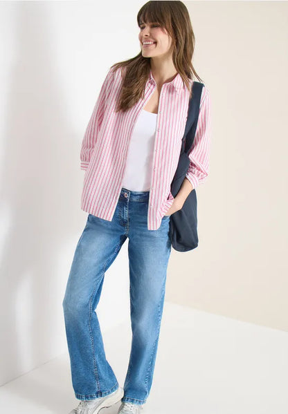Cecil Pink Candy stripe Seersucker Blouse 346420