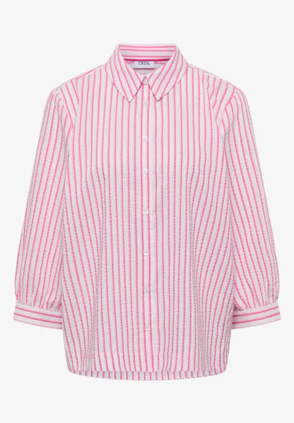 Cecil Pink Candy stripe Seersucker Blouse 346420