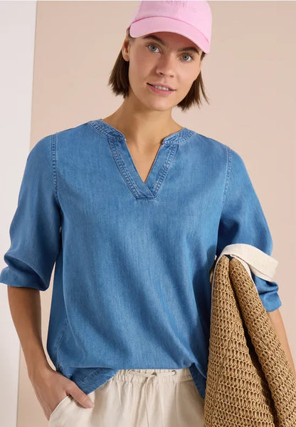 Cecil Super soft v Neck Denim shirt