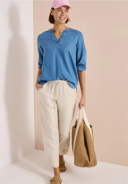 Cecil Super soft v Neck Denim shirt