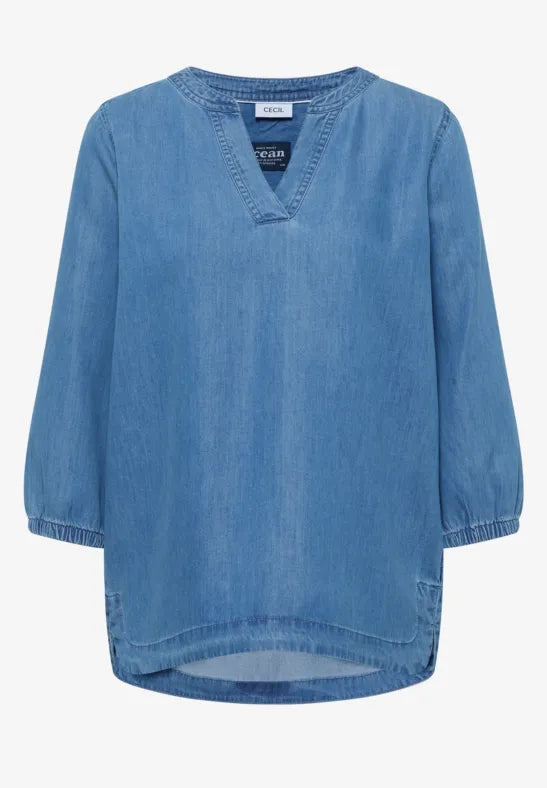 Cecil Super soft v Neck Denim shirt