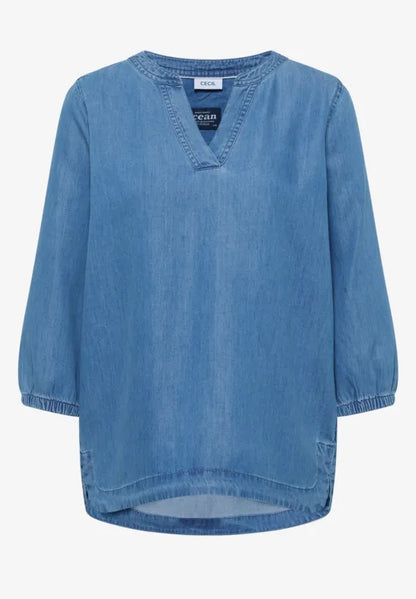 Cecil Super soft v Neck Denim shirt