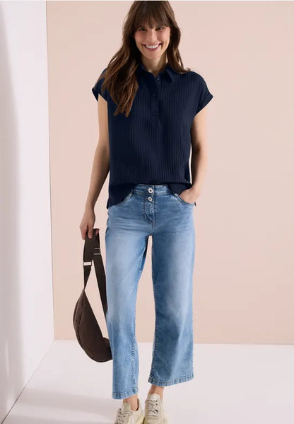 Cecil Cap sleeve blouse with Collar and texture 346530