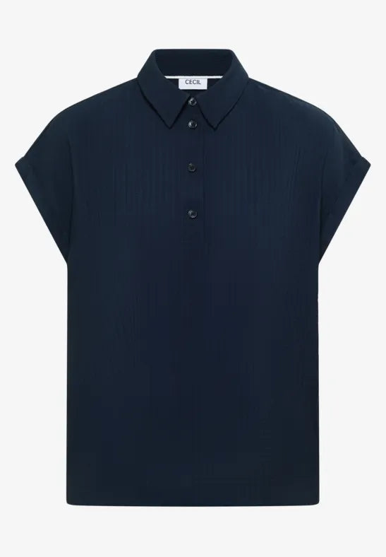 Cecil Cap sleeve blouse with Collar and texture 346530