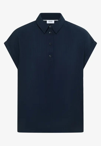 Cecil Cap sleeve blouse with Collar and texture 346530