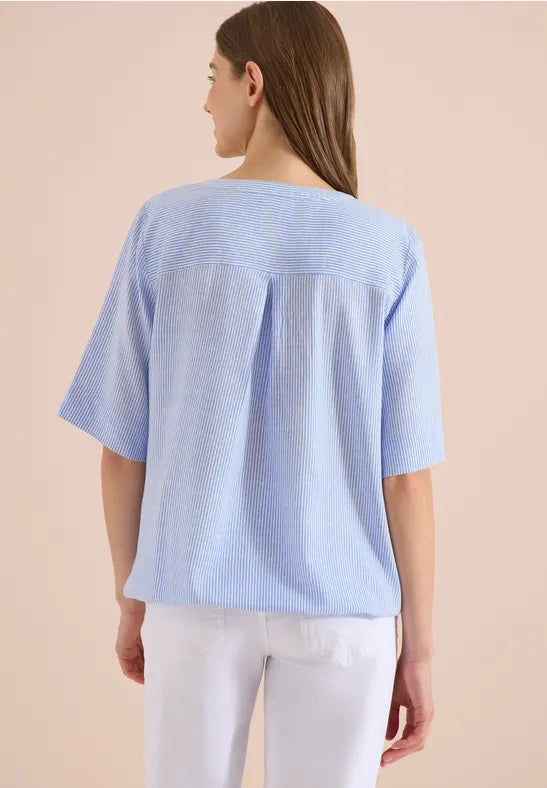 Cecil Short-sleeved blouse with v  neck and stripes 346621