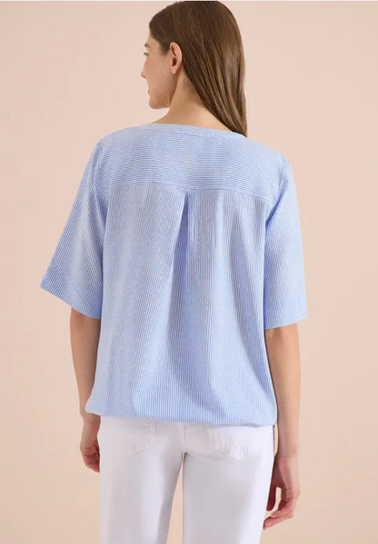 Cecil Short-sleeved blouse with v  neck and stripes 346621