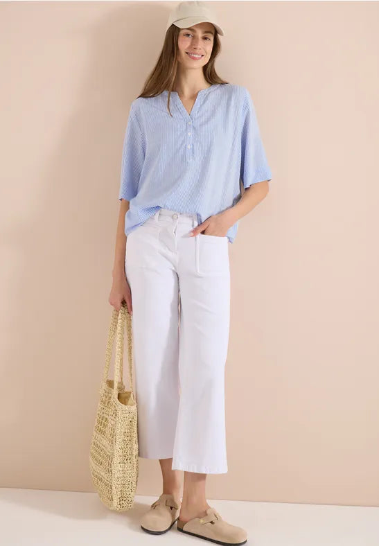Cecil Short-sleeved blouse with v  neck and stripes 346621