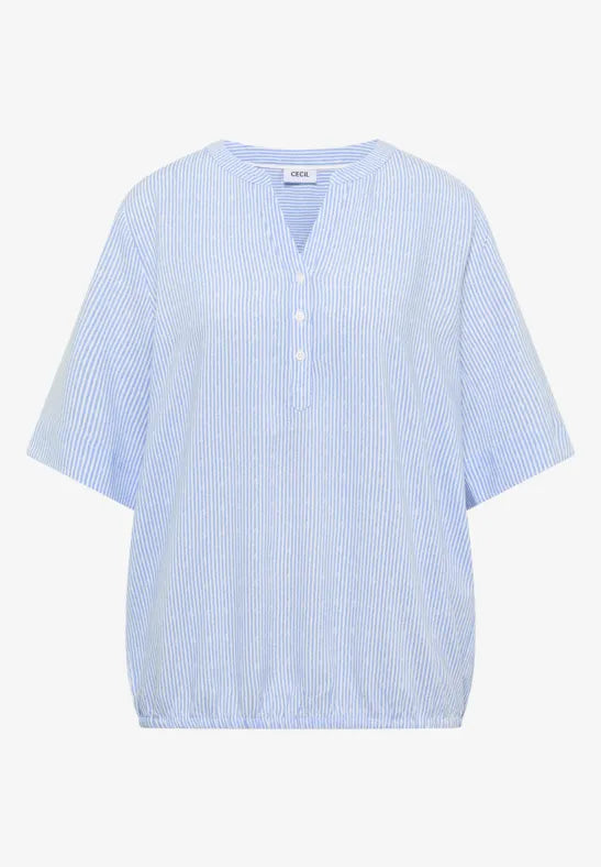 Cecil Short-sleeved blouse with v  neck and stripes 346621