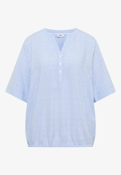 Cecil Short-sleeved blouse with v  neck and stripes 346621