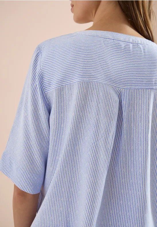 Cecil Short-sleeved blouse with v  neck and stripes 346621