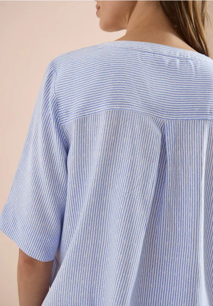 Cecil Short-sleeved blouse with v  neck and stripes 346621