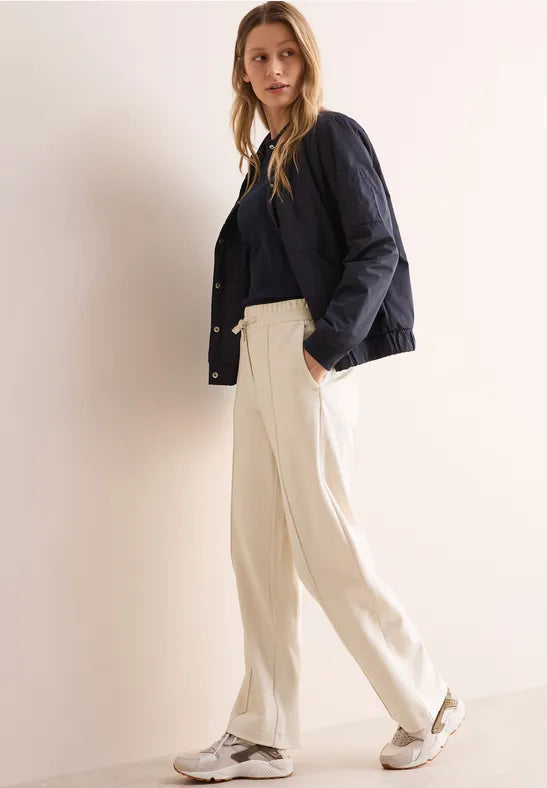 Cecil High Waist Straight Leg Beige Trousers 378681