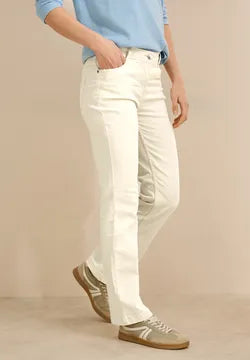 Cecil Bootcut Jeans in cream with High Waist 378799