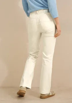 Cecil Bootcut Jeans in cream with High Waist 378799