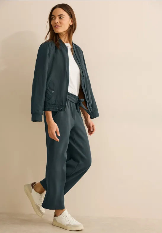 Cecil Wide leg trousers in soft modal fabric 26&quot; leg Slate Khaki 378911