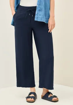 Cecil 7/8 Wide leg lightweight trousers in Navy 379444 Navy